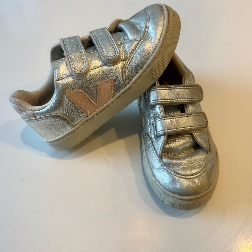 Veja Kids Metallic Silver Sneakers